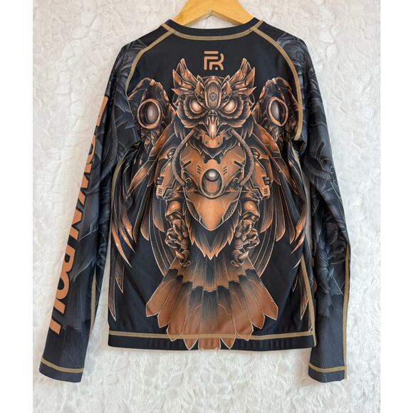 Flow N Roll Jiu Jitsu Training Grappling Long Sleeve Rash-guard Owl Youth Large - Picture 4 of 7